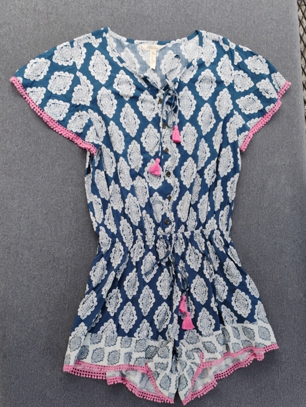 Matilda Jane Navy and White Printed Tunic with Tie Front - Picture 1 of 4